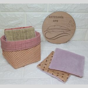 cesta toallitas desmaquillantes rosa