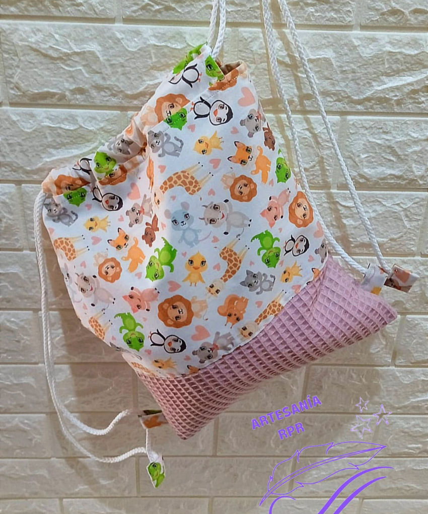 Mochila saco infantil animalitos hecho a mano