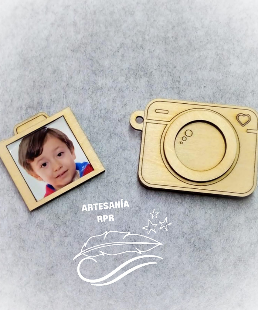Llavero cámara foto de madera Papá