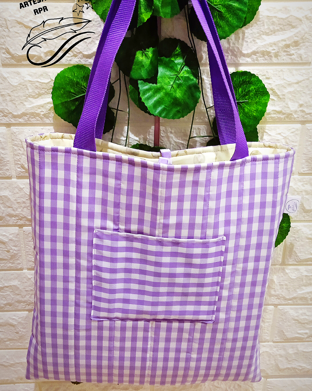 Bolso tote bag vichy morado