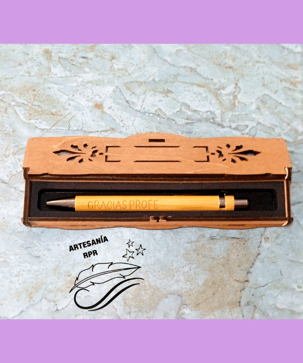 Caja bolígrafo madera para profesores - Imagen 2