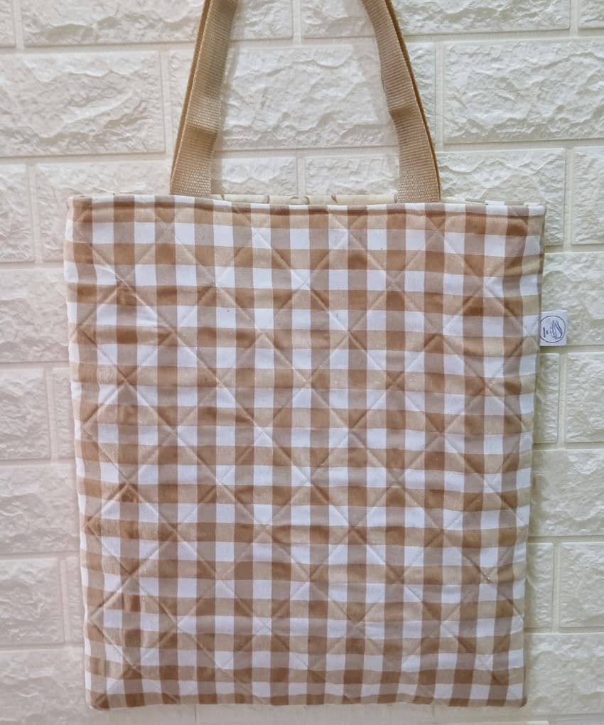 Bolso acolchado vichy marrón