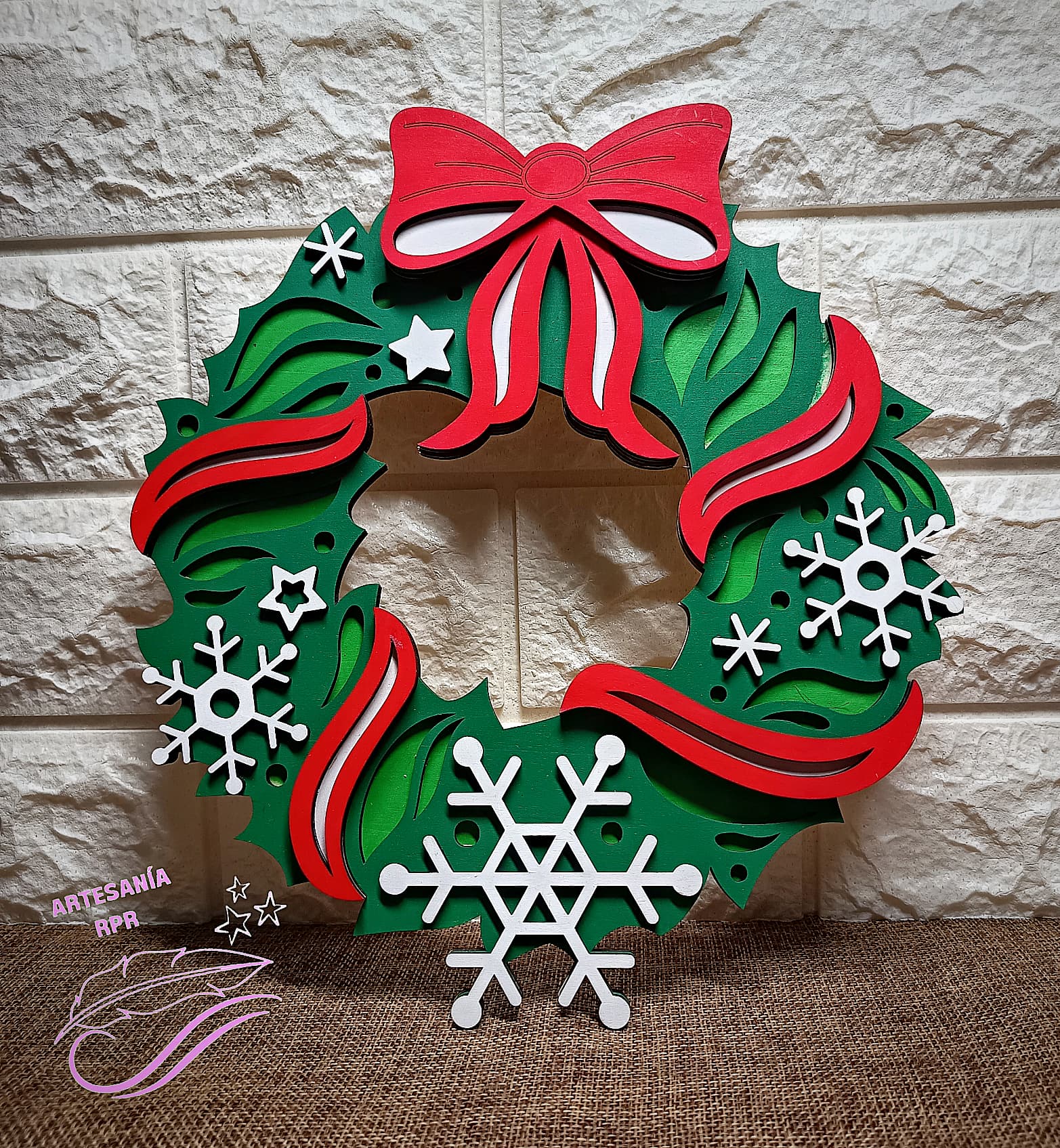 Corona guirnalda de Navidad madera