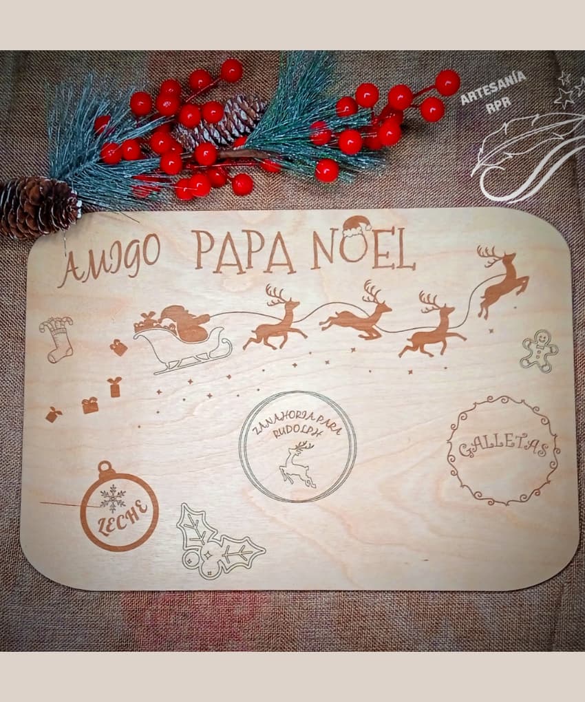 Bandeja de madera Papá Noel
