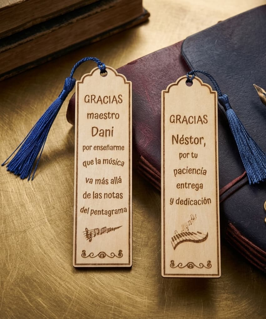 Marcapáginas personalizado de madera