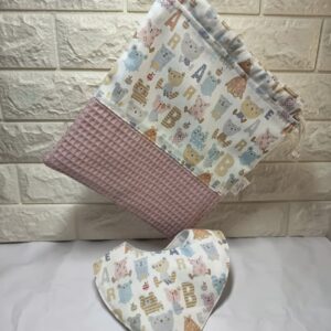 Conjunto bolsa merienda y babero rosa